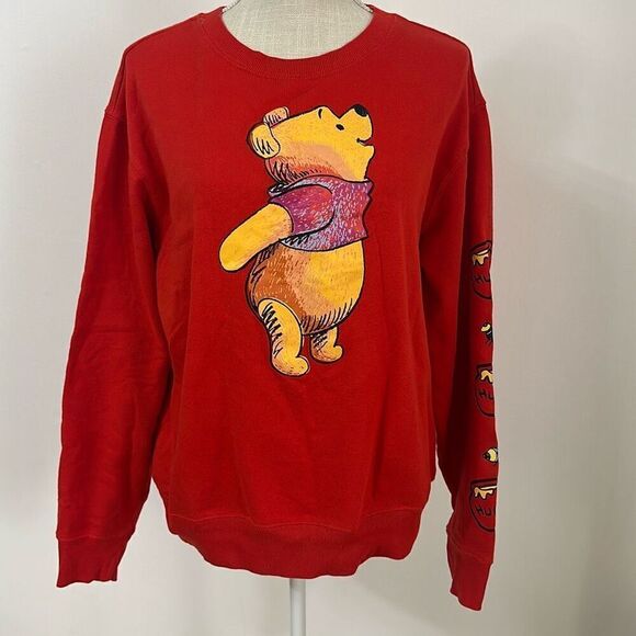 Disney Sweaters - Disney Winnie The Pooh Unisex Red Long Sleeves Shirt Sweater Size XL